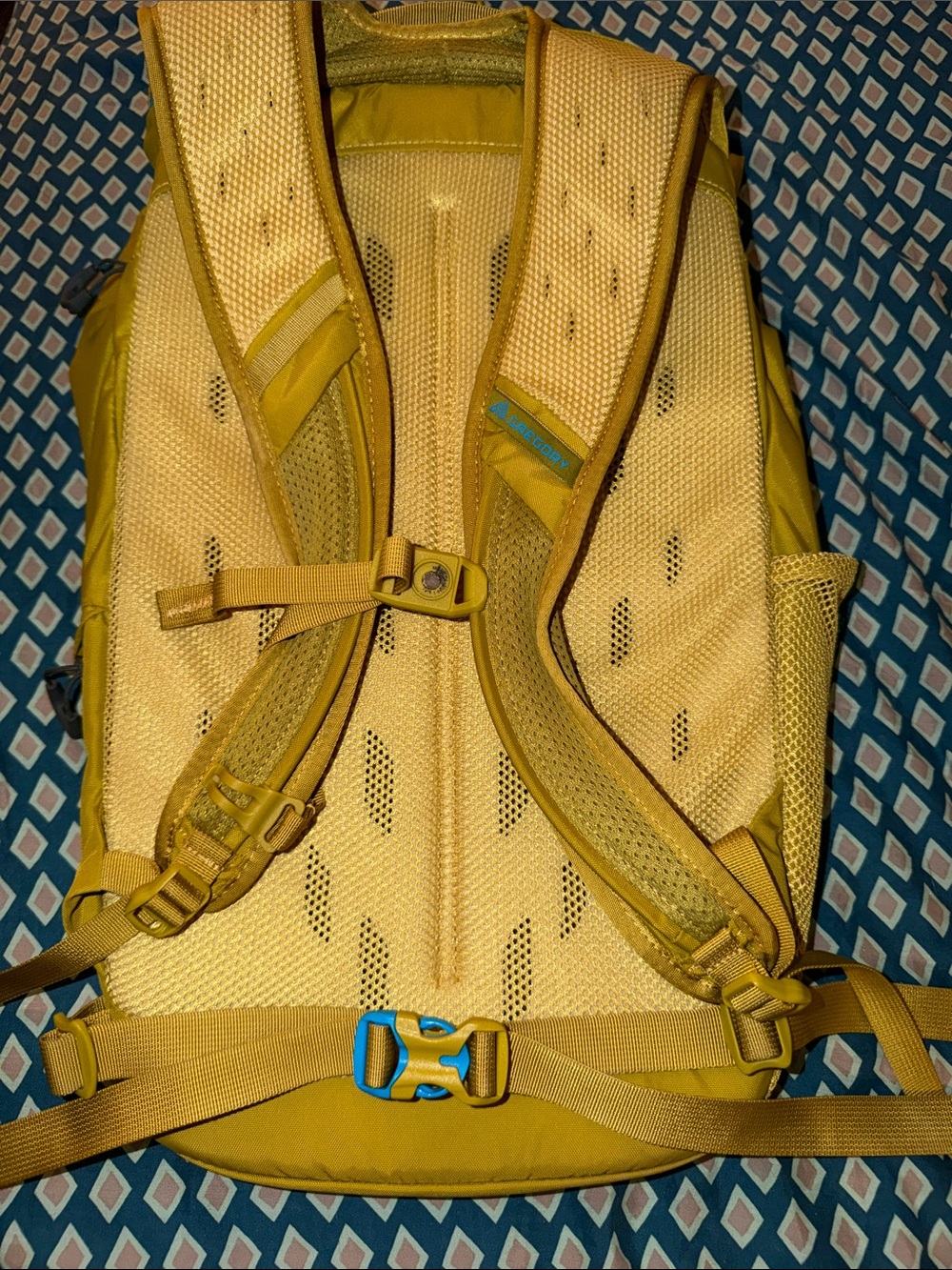 Gregory NANO 22 Mustard Yellow Backpack w/Blue Accent pocket for CamelBak - Picture 5 of 8